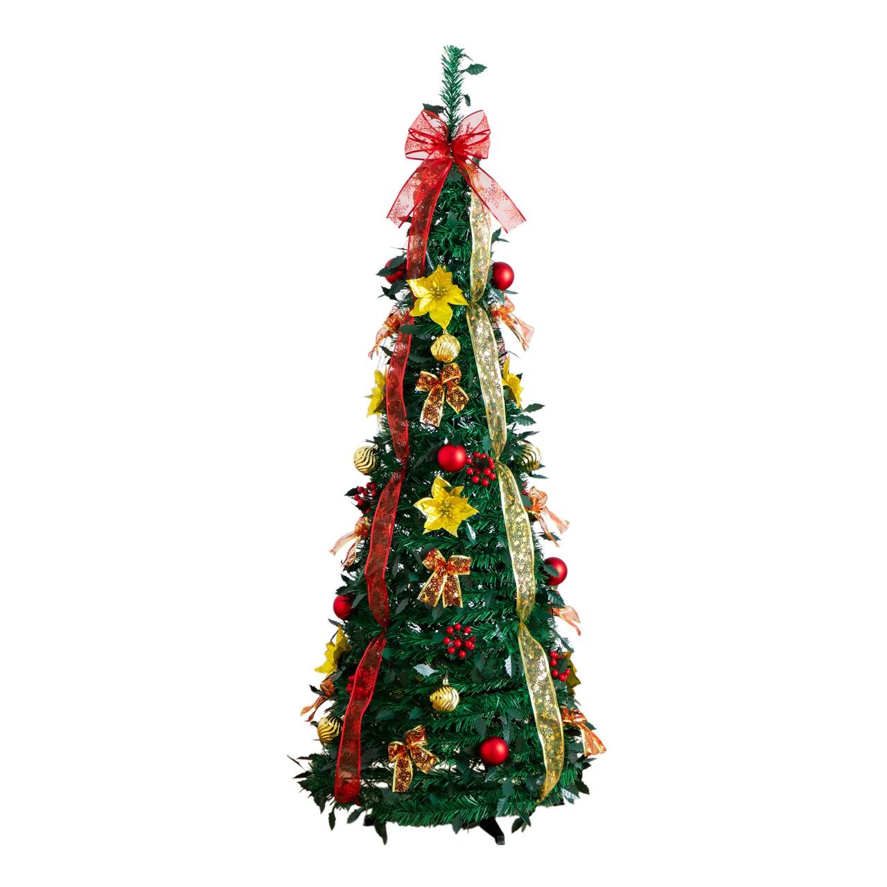 5ft. Pre-Lit Pop-Up Green Artificial Christmas Tree, Warm White LED Lights